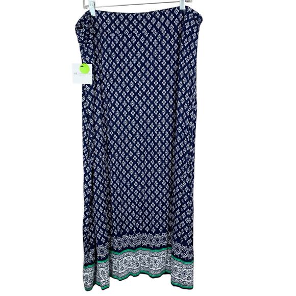 New Liz Claiborne Maxi Skirt Blue Stretchy Elastic Waist Women's PXXL XXL Petite - Picture 4 of 7